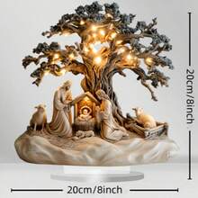 2D 平面，1 件波西米亚风格亚克力圣诞场景装饰 - 8"X8" 桌面耶稣诞生场景套装（包括牧羊人和绵羊），适合家庭、办公室、咖啡厅展示、多用途教室装饰 | 宗教家居装饰 | 波西米亚风格墙壁艺术，2D 平面 - 彩色 - 查看 6