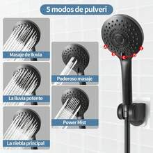 High Pressure Rain Shower Head For Bathroom, 8" Rain Shower Head, 5 Spray Modes Hand Shower, Adjustable With Holder, Leak-Proof, 1.5m Hose (Silver/Matte Black) - Matte Black - View 3