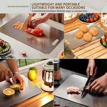 TAIMASI No Mold Cutting Board - Premium 2025 Stainless Steel Double-Sided Chopping Board | Food-Gra-De For Kitchen & Restaurant Use, Perfect For Upcoming US Holidays (Thanksgiving Nov 27, Black Fri-Day Nov 28, Christmas Dec 25) | Durable, Easy To Clean, Space-Saving, Rust-Proof & BPA-Fr-Ee, Food Safety Guaranteed - 銀色 - 查看 4