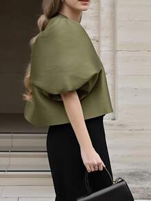 Whisplicity Women's Plain Short Sleeve Shirt, Simple Fashion Design Suitable For Summer