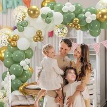 Kit de Arco de Guirnalda de Globos, Adecuado para baby shower, Boda, cumpleaños, Aniversario, Halloween, Navidad y Otras Decoraciones para Fiestas (Estampado animal) - verde claro - Ver 8