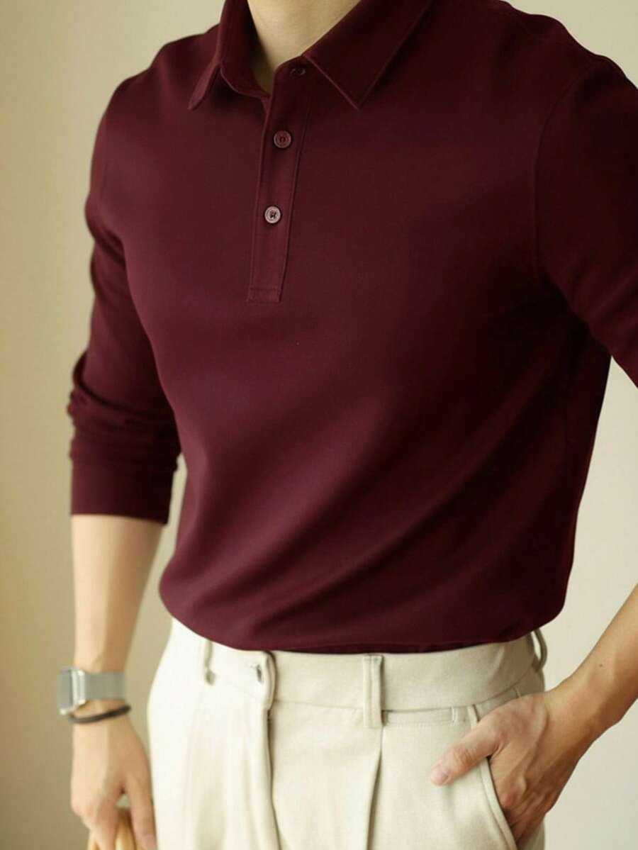 男士长袖 Polo 衫，针织柔软面料，时尚百搭，春秋季