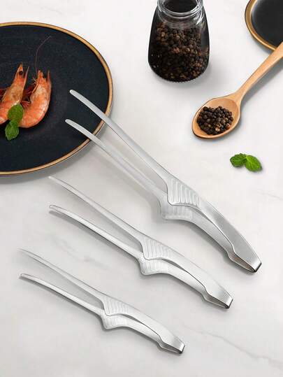 ステンレス製 食品用トング 1個、キッチン用クラシックBBQトング