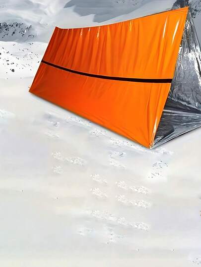1pc Emergency Tent Made Of PET & Aluminum Foil Material, Whistle Tent Bag, Outdoor Survival Blanket, Rescue Blanket, First Aid Blanket, Thermal Blanket, Simple Tent Sunscreen Space Blanket, Suitable For Outdoor First Aid, Camping, Travel, Valentine's Day Gift, Comes With 216.5in Rope