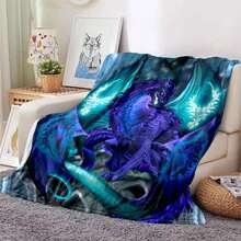 Dragon Flannel Blanket Print Yin Yang Design Soft And Lightweight Sofa Bed Cover King Size Bedspread Gift - trắng - Xem 2