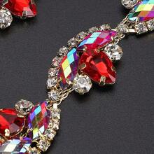 TOPINCN - Cadena de diamantes de imitación con forma de flor y diamantes de imitación para novia, con abalorio y adornos de diamantes de imitación para ropa, collar, decoración de orejas - 1 rojo - Ver 5