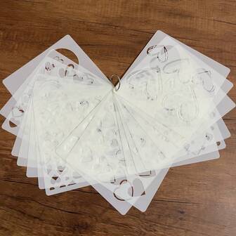 Juego de 16 plantillas de plástico con tema de amor del Día de San Valentín, plantillas reutilizables para pintura, decoración, dibujo en madera, paredes, lienzos, pisos, muebles, pasteles