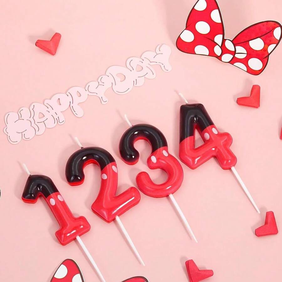 1pc Cute 0-9 Number Cake Candles, Available In Black, Red, White, Suitable For Birthday, Anniversary, Gender Reveal Party, Singles Party, Graduation Ceremony And Other Occasions Cake Decoration - Princess Theme, Multi-Purpose Celebration Candles, No Electricity Required, Birthday Candles, Birthday Decor, Happy Birthday, Room Decor - Black & Red & White - View 1
