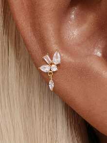 1pc 925 Sterling Silver Flat Back Stud Earrings For Women Hypoallergenic Tragus Helix Cartilage 18K Gold Plated Conch Nose Earring Helix Tragus Piercing Jewelry - Gold - View 9