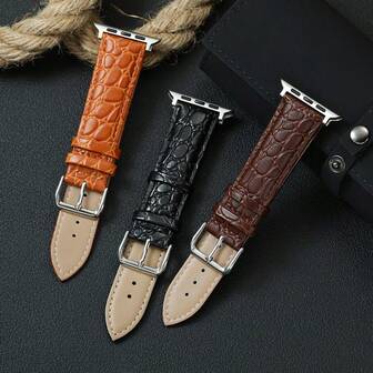 鳄鱼纹休闲PU皮表带，兼容 1-10 Ultra SE 2，适用于38/40/41/42/44/45/46/49mm表盘尺寸的。