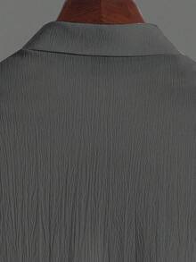 Plus Size Men's Suit, Plus Size Men's Shirt Set, Printed Machine Washable, 2 Pieces Long Sleeve Shirt And Pants, Plus Size Men's Clothing - Grey - View 6