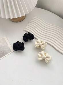 4个缎面双层蝴蝶结发夹，仙女耳刘海夹，侧边发饰，适合日常佩戴（略有污渍，不影响使用）女士发爪发夹，冬季发饰，优雅爪夹，夏季穿搭，旅行，生日礼物 - 彩色 - 查看 9