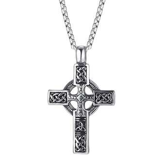 Trinity Celtic Cross Necklace - Stainless Steel Triquetra Knot Irish Pendant - Jesus Crucifix Cross