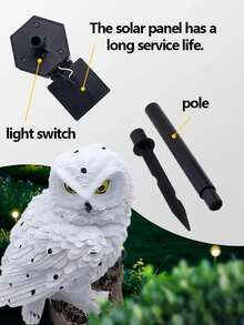 2/1PC Outdoor Solar Statue Light, Resin Owl Solar LED Garden Plug In Light, Outdoor Garden Solar Light, Automatic Light Sensing Four Seasons Decoration, Warm Yellow Light, IP43 Waterproof, Very Suitable For Courtyard, Lawn And Festival Celebrations, Outdoor Decoration | Decorative Outdoor Light | Solar Light, Nighthawk Solar Light - trắng - Xem 4