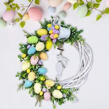 Realistic Rabbit Wreath Ornament For Easter Front Door Decoration Vivid Handmade Rabbit Garland With Bright Colors Suitable For Home Wall Window Banquet And Holiday Decor - 彩色 - 查看 4