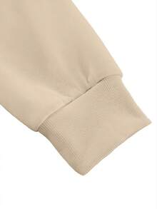 Vintage Letter Print Round Neck Plus Size Women's Long Sleeve Sweatshirt, Suitable For Wearing In Autumn And Winter, Plush Fabric, Skin-Friendly And Warm. - Apricot - View 4