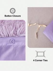 2/3件套纯色天鹅绒被套组，柔软舒适保暖，适用于卧室和客房（1个被套+1/2个枕套，不含枕芯），通过Oeko-Tex认证，紫色