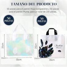 BOJOOM Bolsas de Compras Reutilizables para Supermercado Duraderas, Bolsas Plegables Ecolgico de Ligeras con Asas, Bolsa Embalaje Regalo para Boutique Plastico de Gran Capacidad - B - Ver 3