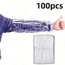 Disposable Arm Sleeves, Clear Plastic PE Oversleeves, Waterproof Oil-Proof Dustproof, Elastic Cuff For Kitchen Cleaning Painting Repair - Multicolor - View 2