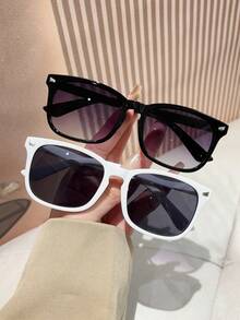 2 piezas de gafas de moda cuadradas con tachuelas multicolor para mujeres, hechas de material de PC, accesorios Y2K, disfraz de mujer, disfraz, viaje, selección de temporada, edición de Halloween, gafas de moda, , adecuadas para looks de fiesta, verano, vuelta al cole, fiestas en la playa, ropa de calle, selfies, vacaciones.