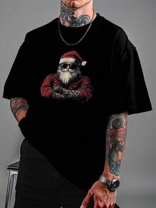 Camisa Camiseta Over Papai Noel Gangster Streetwear  Unissex ref4178 - Preto - Visão 2