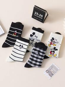 Disney 5/1 Pair Authentic Embroidered Mickey Mouse New Year Gift Socks, Cartoon Christmas Embroidered Socks, New Year Animated Socks For Men, Novelty And Interesting Socks - Multicolor - View 13