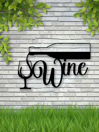 1pc Wine Metal Wall Art, Wine, Wine Art, Wine Decor, Kitchen Art, Metal Sign, Wall Art, Wall Decor, Outdoor Decor, Garden Art, Garden Decor