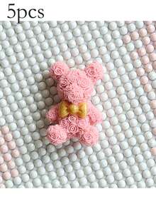 20片/5片装玫瑰花瓣树脂迷你熊装饰品，情人节迷你熊节日礼物装饰配件，扁平卡通剪贴簿装饰，DIY工艺品，手机壳钥匙扣配件，珠宝制作，蝴蝶结装饰，工艺品 - 彩色 - 查看 11