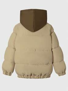 儿童羽绒棉衣，男童冬季加厚连帽大衣，针织拼布二合一棉衣