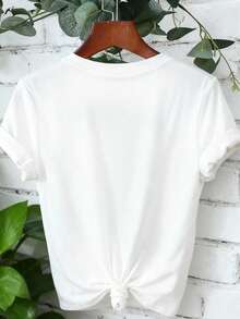 Howell 女士休闲短袖圆领 T 恤 | 圣诞树印花 T 恤 | 四季百搭上衣 - 柔软有弹性的面料 - 白色 - 查看 2