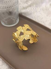 不锈钢手链，休闲女士手链，饰有贝壳、海星、花朵、蝴蝶图案 - 金色 - 查看 20