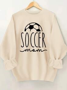 1Pc Women's Soccer Mom Graphic Sweatshirt - Black Crewneck Pullover With Soccer Ball Design, Casual S Mom Apparel Gift For Soccer Games & Practice - Machine Washable Casual Attire, Game Day Outfit, Y Design, Easy Care Clothing, Fan Gear Women's Minimalist Regular Fit Long Sleeve Sweatshirt - Casual Daily Outfits Top - 黑色 - 查看 11
