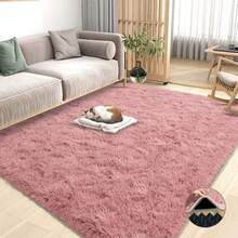 Soft Shag Rugs For Bedroom, Blush Fluffy Shaggy Rugs For Living Room, Luxury Modern Plush Carpet Girls Boys Room Dorm Indoor Home Decor, Upgrade Non-Slip - 臉紅 - 查看 6