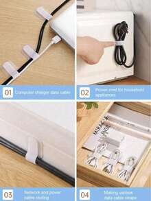 10pcs Desktop Cable Organizer Straps, Computer Wire Fastener Ties, Reusable Hook And Loop Cable Ties, Cable Management For Tidy Desk Organization