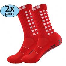 2双防滑耐穿足球袜，加厚毛圈底压缩中筒袜 - 彩色 - 查看 11