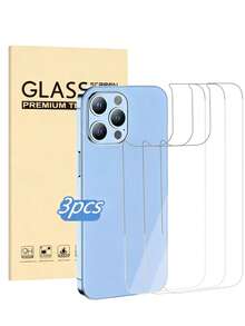 3 Pieces Of Tempered Glass Mobile Phone Back Film Compatible With Iphone 16e/16 Plus/16 Pro/16 Pro Max/15/14/13/12/11 Series, High-Definition And High-Transparency, Anti-Drop And Anti-Scratch, Providing A Layer Of Protection For The Back Of The Phone Waterproof Shockproof Anti-Fingerprint Full Cover - Clear - View 22