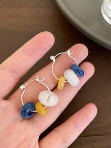 A Pair Of Colorful Candy Bead Earrings, Fashionable Decoration For Women, Contrasting Earrings, Dopamine Sweet And Versatile Ear Accessories - Multicolor - View 7