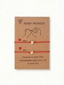 2pcs Adjustable Laser Cut Heart Braided Bracelet - Valentine's Day/Friendship Birthday Gift - Heart - View 4