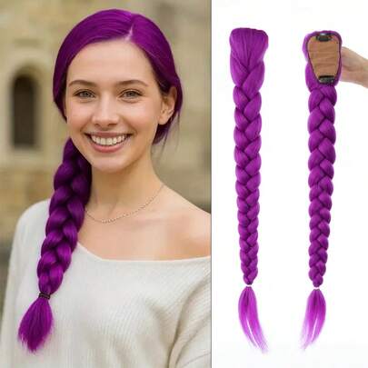 Synthetic 26Inch Long Twist Braid BB Clip Ponytail Extensions Fluffy Heat Resistant Ponytail Hair Accessories For Women Suitable For Wearing During Festivals And Events