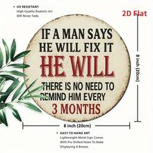 2D Retro Metal Wall Art Plaque - If A Person Says They Can Fix It, They Will -.8inch Round Iron Sign With Distressed Effect, Perfect For Home, Office, Bedroom, Coffee Shop Or Garage Decoration - Unique Holiday Gift Idea, Metal Wall Art Decoration, Perfect Room Decoration - Image Color - View 3