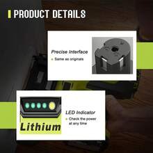 1PCS 2PCS 4PCS | 8.0Ah High Capacity Replacement For Ryobi 18v Battery, Compatible With Ryobi 18Volts System Cordless Power Tools And Charger - 黑色 - 查看 3