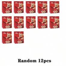 24pcs Valentine's Day Gift Bags, Cartoon Heart And Teddy Bear Pattern, Couple Anniversary Milk Tea Packaging Bags - Multicolor - View 10