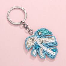 New Small Daisy Beaded Keychain, Bohemian Fashion Sunflower Rice Bead Pendant, Bag Accessories - White - View 7