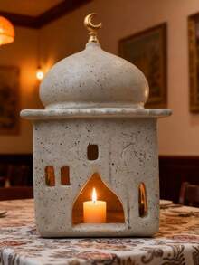1pc Creative New Middle Eastern Style Crescent Moon Castle Incense Burner Decor, Elegant Tabletop Center Piece, Suitable For Indoor/Outdoor Decor, Office, Mosque - Muslim Holiday Gift (No Electricity Required)