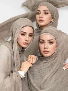 1 件女式渐变大号头巾头巾柔软莫代尔休闲披肩纯色围巾头带长袍配饰女式面纱 - 莫代爾漸層人棉 - 查看 5