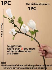 1束65厘米人造水仙木兰花，适用于花瓶、家居客厅、婚礼餐桌装饰、中心摆件，浪漫主题，仿真植物，秋季装饰，房间、书桌、花园装饰，房间装饰用品 - 彩色 - 查看 2
