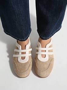 2025 Spring Retro Red Versatile Hook And Loop Mary Jane Shoes, Women Casual Round Toe Flat Leather Shoes,Ballet Flats - Apricot - View 8