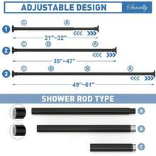 SUNALLY Shower Curtain Rod Adjustable 32-75 Inch, No Drilling No Slip No Rust, Spring Tension Shower Rods Stainless Steel Telescoping Curtain Rod For Bathroom Or Windows - Black-32-61 Inch - View 2