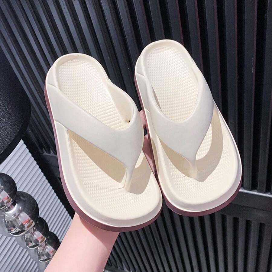 2026 Summer New Women's Thick-Sole Comfortable Eva Flip Flops, Ins-Style Versatile Beach Sandals - Brown - View 1