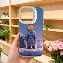 Funda para telefono con diseño de astronauta en nieve color azul oscuro con impresion de astronauta y paisaje invernal para uso diario y ocasiones especiales Aplicable a los teléfonos de la serie Apple y Galaxy - Blanco - Ver 5